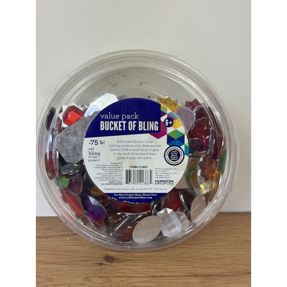 Horizon Group USA Bucket of Bling 9 oz of Multicolor Acrylic Jewels 21386C